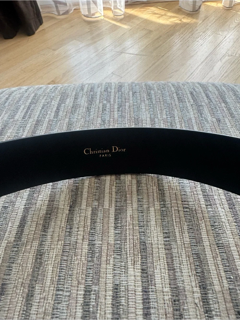 Dior Black Leather Belt with Gold CD Buckle